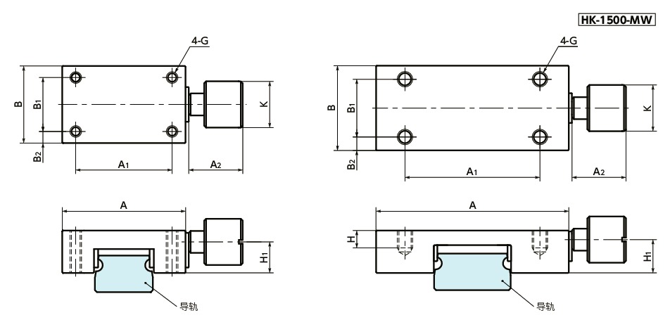 miniHK导轨库浪霸 - 手动型 - 微型线性导轨用寸法図