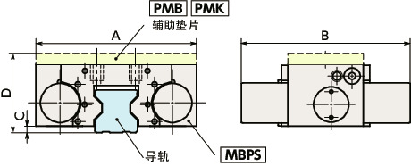 MBPS导轨库浪霸 - 气压型 - 常闭型 - 带制动机构