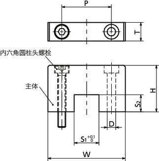 NLSES直线导轨用止动块 - 底座固定 - 不锈钢制寸法図