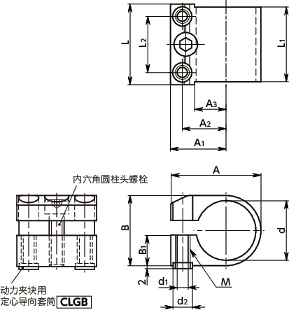 CLCA备有动力夹块用夹紧环寸法図